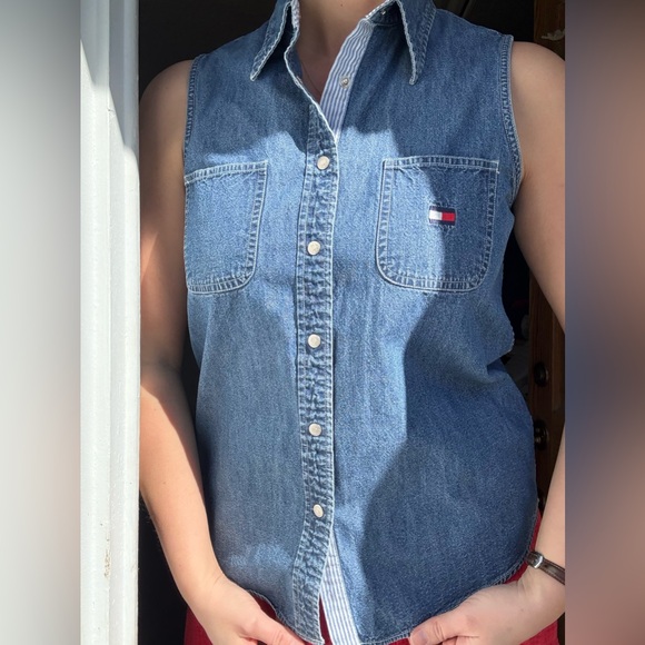 Tommy Hilfiger Tops - Tommy Hilfiger Denim Button-Up Tank | Heritage | Size 6